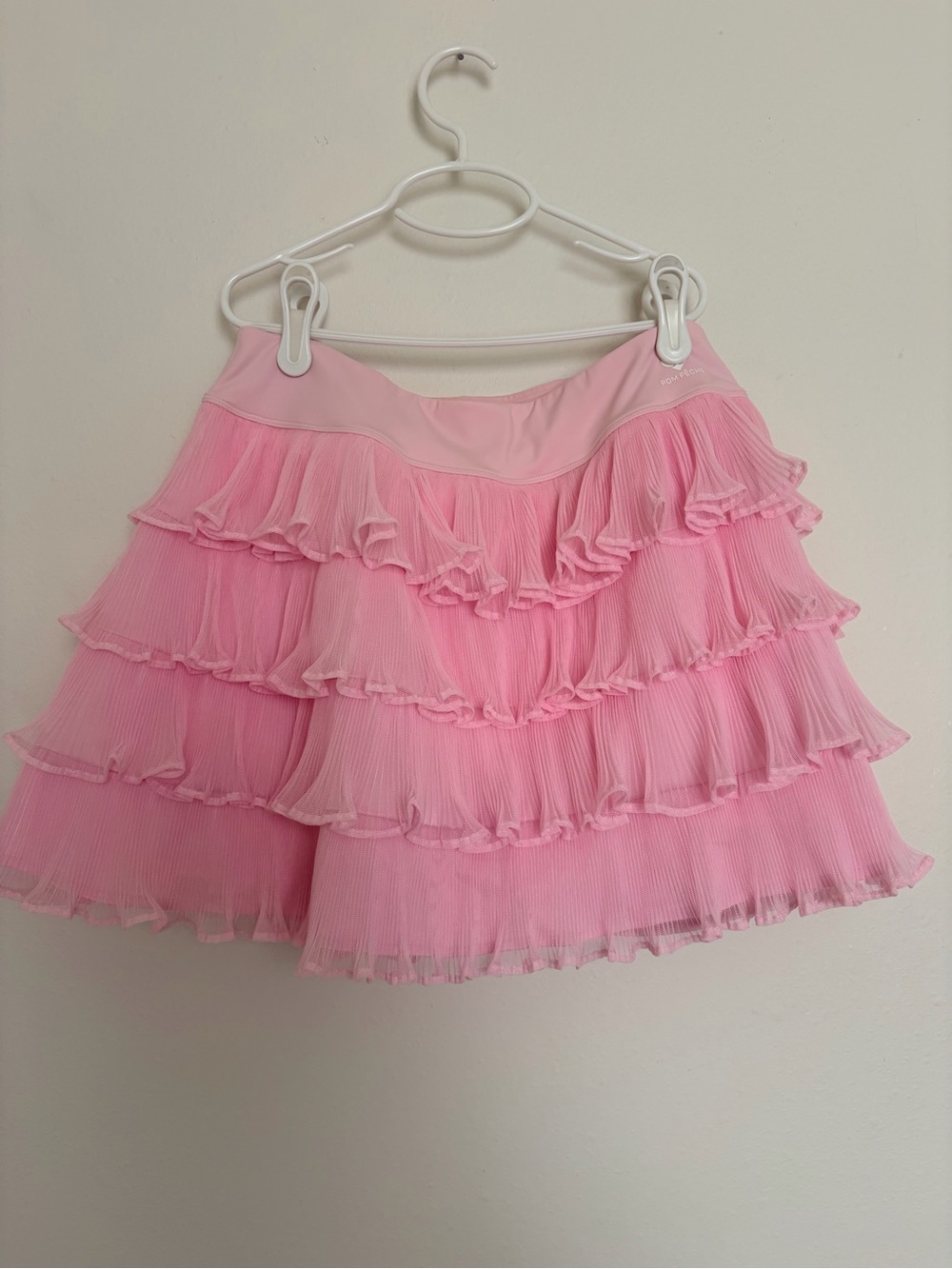 Pom Peche Pink Tiered Ruffle Mini Skort Tennis Skirt